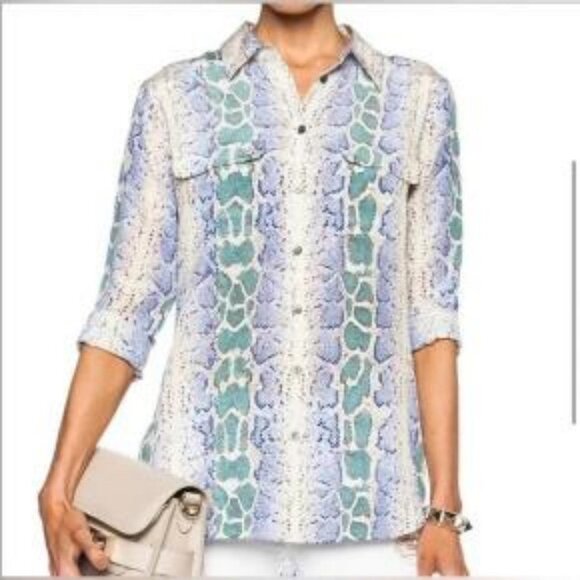 Equipment Ampara Blue Slim Signature Python Skin Snakeskin Print S New no tags - Picture 4 of 7